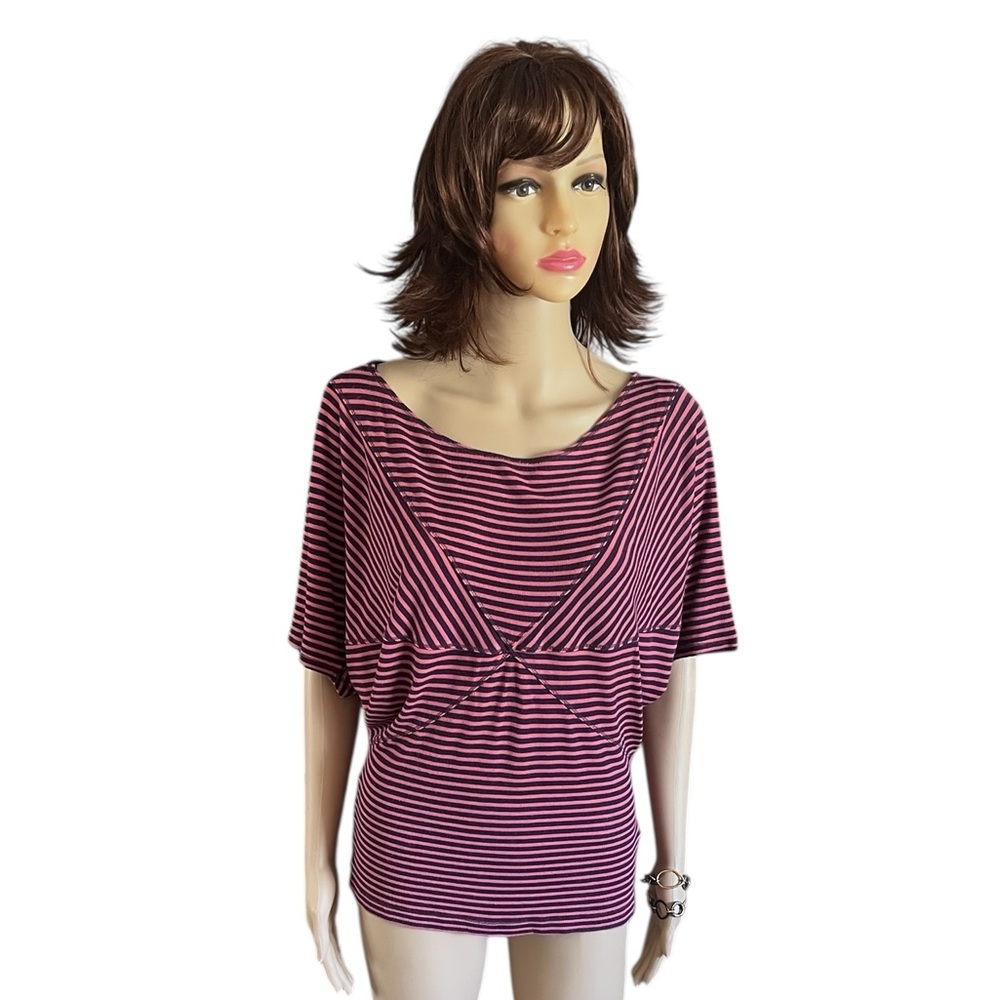Chic Striped Top by Bordeaux in Pink and Black